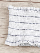 Striped<b style="color:White;"><font size="1"> -</font></b>Smocked<b style="color:White;"><font size="1"> -</font></b>Bandeau With Hipster Bikini Set