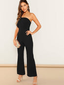 Asymmetrical<b style="color:White;"><font size="1"> -</font></b>Neck Solid Textured Jumpsuit