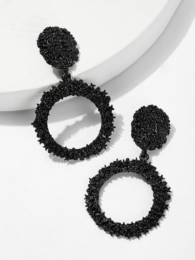 Textured<b style="color:White;"><font size="1"> -</font></b>Round<b style="color:White;"><font size="1"> -</font></b>& Hoop Drop Earrings 1pair