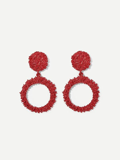 Textured<b style="color:White;"><font size="1"> -</font></b>Round<b style="color:White;"><font size="1"> -</font></b>& Hoop Drop Earrings 1pair