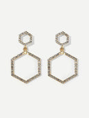 Rhinestone<b style="color:White;"><font size="1"> -</font></b>Hexagon<b style="color:White;"><font size="1"> -</font></b>Hoop Drop Earrings 1pair