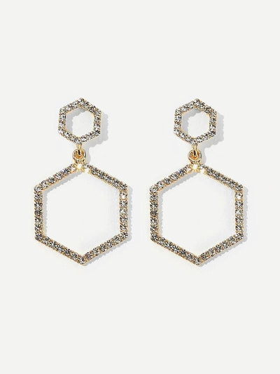 Rhinestone<b style="color:White;"><font size="1"> -</font></b>Hexagon<b style="color:White;"><font size="1"> -</font></b>Hoop Drop Earrings 1pair