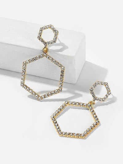 Rhinestone<b style="color:White;"><font size="1"> -</font></b>Hexagon<b style="color:White;"><font size="1"> -</font></b>Hoop Drop Earrings 1pair