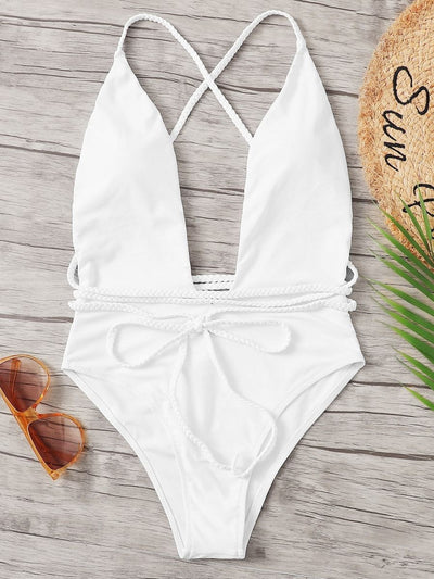 U-Plunge<b style="color:White;"><font size="1"> -</font></b>Criss<b style="color:White;"><font size="1"> -</font></b>Cross Backless One Piece Swim