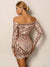 Sequin<b style="color:White;"><font size="1"> -</font></b>Cluster<b style="color:White;"><font size="1"> -</font></b>Off Shoulder Bodycon Dress