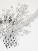 Faux<b style="color:White;"><font size="1"> -</font></b>Pearl<b style="color:White;"><font size="1"> -</font></b>& Rhinestone Decor Hair Comb