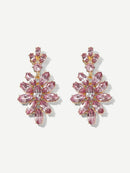 Flower<b style="color:White;"><font size="1"> -</font></b>Shaped<b style="color:White;"><font size="1"> -</font></b>Rhinestone Drop Earrings 1pair