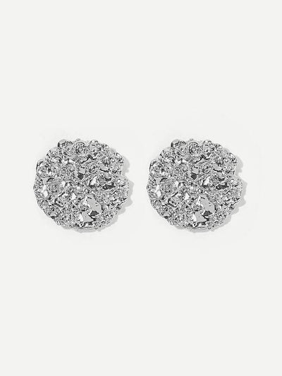 Textured<b style="color:White;"><font size="1"> -</font></b>Round Stud Earrings 1pair