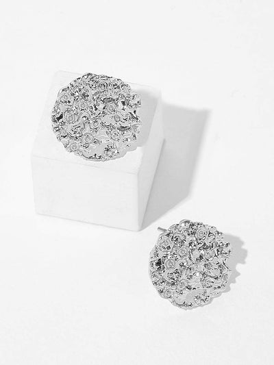 Textured<b style="color:White;"><font size="1"> -</font></b>Round Stud Earrings 1pair