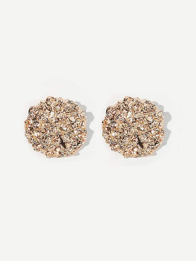 Textured<b style="color:White;"><font size="1"> -</font></b>Round Stud Earrings 1pair