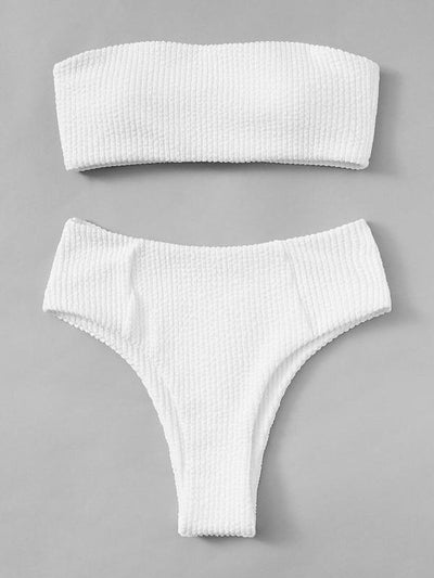 Ribbed<b style="color:White;"><font size="1"> -</font></b>Bandeau<b style="color:White;"><font size="1"> -</font></b>Top<b style="color:White;"><font size="1"> -</font></b>and High Waist Panty Bikini Set