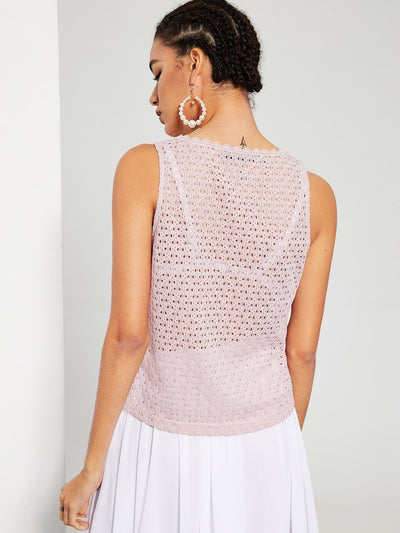 Semi<b style="color:White;"><font size="1"> -</font></b>Sheer<b style="color:White;"><font size="1"> -</font></b>Crochet Tank Top Without Bra