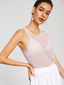 Semi<b style="color:White;"><font size="1"> -</font></b>Sheer<b style="color:White;"><font size="1"> -</font></b>Crochet Tank Top Without Bra