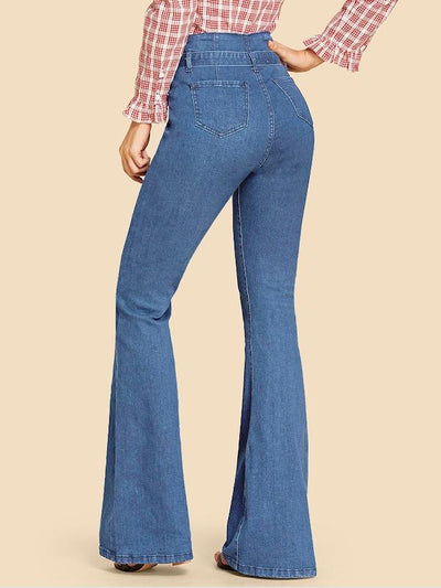 Tie<b style="color:White;"><font size="1"> -</font></b>Waist Flare Leg Jeans