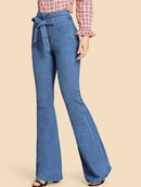 Tie<b style="color:White;"><font size="1"> -</font></b>Waist Flare Leg Jeans