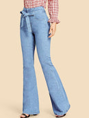 Tie<b style="color:White;"><font size="1"> -</font></b>Waist Flare Leg Jeans