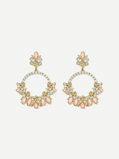 Flower<b style="color:White;"><font size="1"> -</font></b>Decor<b style="color:White;"><font size="1"> -</font></b>Gemstone Hoop Drop Earrings 1pair