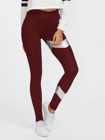 Metallic<b style="color:White;"><font size="1"> -</font></b>Chevron Panel Detail Leggings