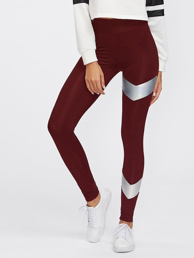 Metallic<b style="color:White;"><font size="1"> -</font></b>Chevron Panel Detail Leggings