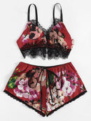 Contrast<b style="color:White;"><font size="1"> -</font></b>Lace Floral Lingerie Set