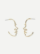 Side<b style="color:White;"><font size="1"> -</font></b>Face<b style="color:White;"><font size="1"> -</font></b>Shaped Cut Hoop Earrings 1pair