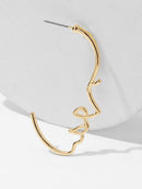 Side<b style="color:White;"><font size="1"> -</font></b>Face<b style="color:White;"><font size="1"> -</font></b>Shaped Cut Hoop Earrings 1pair