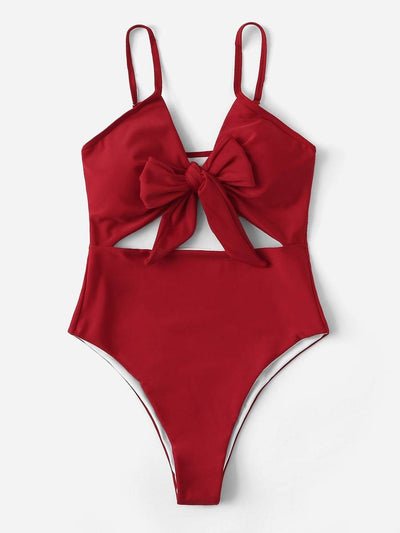 Bow<b style="color:White;"><font size="1"> -</font></b>Tie<b style="color:White;"><font size="1"> -</font></b>Cut-out One Piece Swimwear