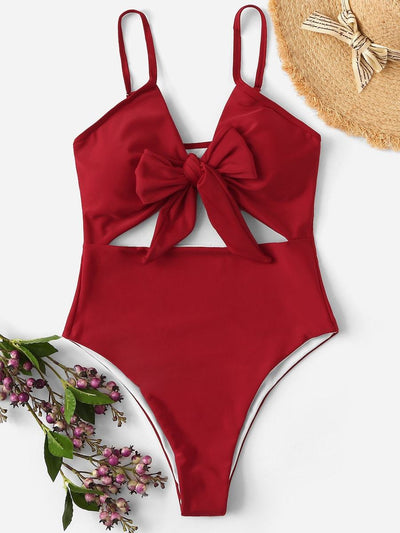 Bow<b style="color:White;"><font size="1"> -</font></b>Tie<b style="color:White;"><font size="1"> -</font></b>Cut-out One Piece Swimwear