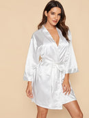 Letter<b style="color:White;"><font size="1"> -</font></b>Embroidered<b style="color:White;"><font size="1"> -</font></b>Self Belted Satin Bride Robe