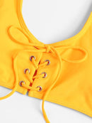 Lace-up<b style="color:White;"><font size="1"> -</font></b>Scoop<b style="color:White;"><font size="1"> -</font></b>Neck Top With Panty Bikini