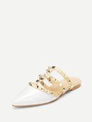 Rivet<b style="color:White;"><font size="1"> -</font></b>Decor<b style="color:White;"><font size="1"> -</font></b>Point Toe Flat Mules