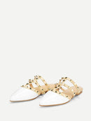 Rivet<b style="color:White;"><font size="1"> -</font></b>Decor<b style="color:White;"><font size="1"> -</font></b>Point Toe Flat Mules