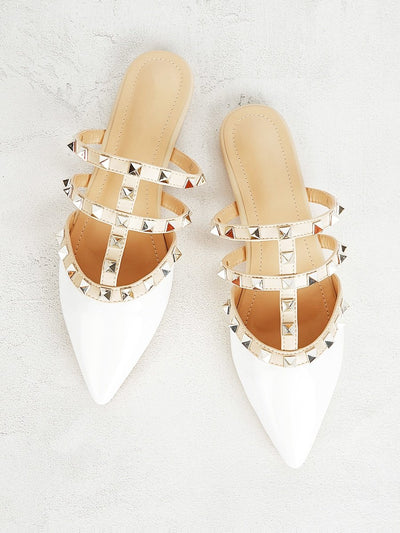 Rivet<b style="color:White;"><font size="1"> -</font></b>Decor<b style="color:White;"><font size="1"> -</font></b>Point Toe Flat Mules