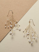 Twisted<b style="color:White;"><font size="1"> -</font></b>Branch<b style="color:White;"><font size="1"> -</font></b>With Pearl Accents Dangle Earrings