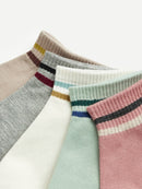 Striped<b style="color:White;"><font size="1"> -</font></b>Hem Ankle Socks 5pairs