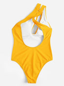 Low<b style="color:White;"><font size="1"> -</font></b>Back One Shoulder One Piece Swimwear