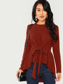 Self<b style="color:White;"><font size="1"> -</font></b>Belted Asymmetrical Hem Top