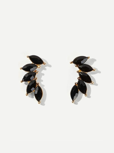 Rhinestone<b style="color:White;"><font size="1"> -</font></b>Leaf Stud Earrings 1pair