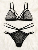 Polka<b style="color:White;"><font size="1"> -</font></b>Dot<b style="color:White;"><font size="1"> -</font></b>Harness Sheer Lingerie Set