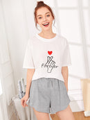 Heart<b style="color:White;"><font size="1"> -</font></b>&<b style="color:White;"><font size="1"> -</font></b>Letter Print Pajama Set