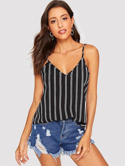 Double<b style="color:White;"><font size="1"> -</font></b>V Striped Cami Top