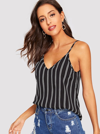 Double<b style="color:White;"><font size="1"> -</font></b>V Striped Cami Top