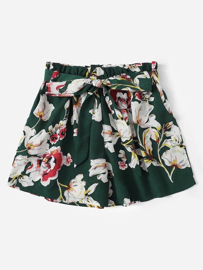 Floral<b style="color:White;"><font size="1"> -</font></b>Print Belted Shorts