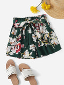 Floral<b style="color:White;"><font size="1"> -</font></b>Print Belted Shorts