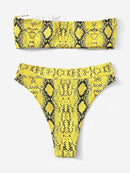 Neon<b style="color:White;"><font size="1"> -</font></b>Lime<b style="color:White;"><font size="1"> -</font></b>Snakeskin Print Bandeau Bikini Set