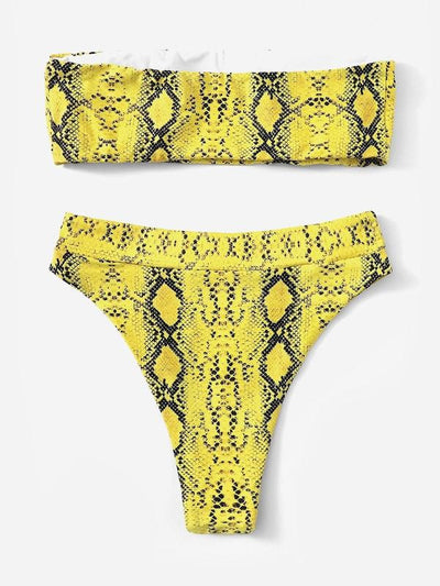 Neon<b style="color:White;"><font size="1"> -</font></b>Lime<b style="color:White;"><font size="1"> -</font></b>Snakeskin Print Bandeau Bikini Set