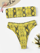 Neon<b style="color:White;"><font size="1"> -</font></b>Lime<b style="color:White;"><font size="1"> -</font></b>Snakeskin Print Bandeau Bikini Set