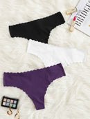 Scalloped<b style="color:White;"><font size="1"> -</font></b>Trim Panty Set 3pack