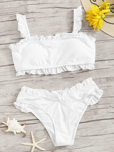 Frill<b style="color:White;"><font size="1"> -</font></b>Trim<b style="color:White;"><font size="1"> -</font></b>Top<b style="color:White;"><font size="1"> -</font></b>With High Cut Bikini Set