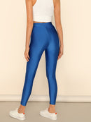 Button<b style="color:White;"><font size="1"> -</font></b>Front<b style="color:White;"><font size="1"> -</font></b>Neon Blue Crop Leggings